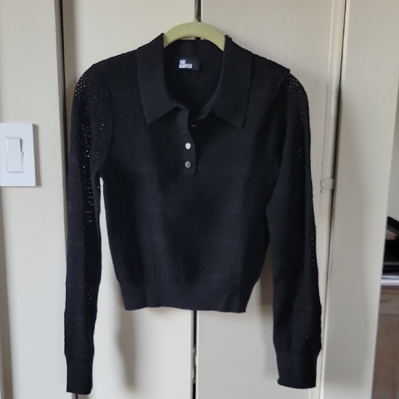 The Kooples Black Knit Polo Sweater - Picture 5 of 14